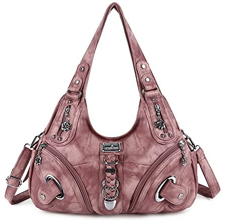 Angelkiss Hobo Geldbörsen und Handtaschen für Frauen Satchel Handtasche Frauen Geldbörsen Große tägliche Schultertaschen, 7028 Rosa