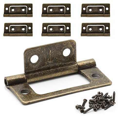 Litoexpe 6 Pcs Non-Mortise Door Hinges, 2 x 0.9 Inch Bifold Door Hinges, Bronze Cupboard Hinges for Variable Kitchen, Bathroom