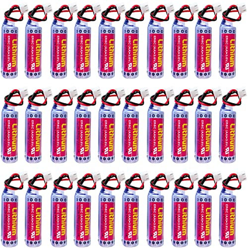 zoyfayl 30 Pack ER6C 3.6V 1800mAh PLC Battery for FX F2-40BL FX1N PLC, ER6C AA Battery with White Plug (30 Pack)