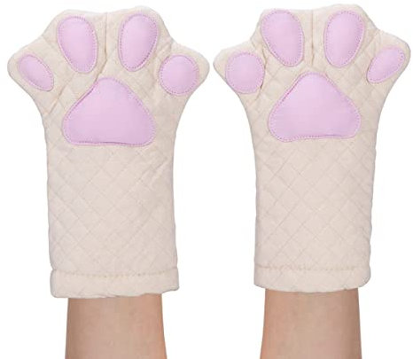 Ofenhandschuhe, süßes, lustiges, Katzenpfoten-Design, hitzebeständig, gestepptes Baumwollfutter, Topflappen, zum Grillen und Backen, Handschuhe, Küchenutensilien