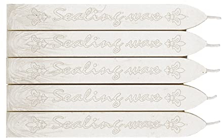 KEALS Set mit 5 Docht-Wachsstäbchen - Vintage-Wachs für Hochzeitseinladungen, Karten, Karton und Verpackungen (Perlweiß)