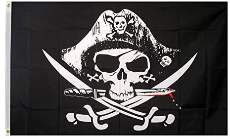 HOHAJIU Piratenflagge Totmann's Chest 90 x 152 cm Polyester-Flagge mit 2 Messingösen für Innen- und Außendekoration