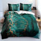 Luofanfei Bettwäsche Marmor Optik 200x200 Grüne Golden 3D Effekt Abstracte Motiv Marmor Bettwäsche Set Muster Aesthetic Microfaser Luxus Modern Gedruckt Bettbezug Doppelbett Set 200 200