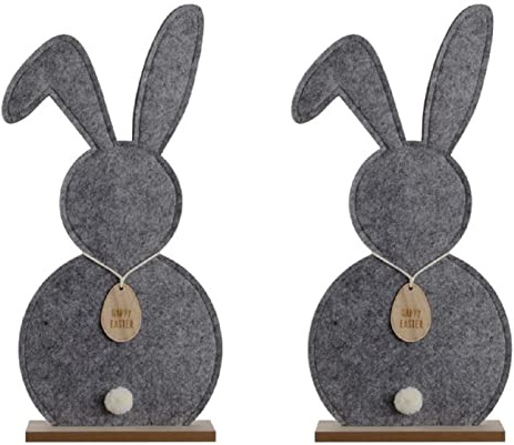 großer frühlingshafter putziger Deko-Hase Osterhase als Silhouette aus grauem Filz in verschiedenen Mengeneinheiten 2, 4 oder 6 Stück (2)