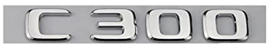 LAZIRO 3D ABS Chrom Silber C300 Auto Kofferraum Aufkleber Typenschild Emblem Aufkleber Passend for Mercedes AMG W205 W204 W203 C Klasse Zubehör (Color : Chrome Silver)