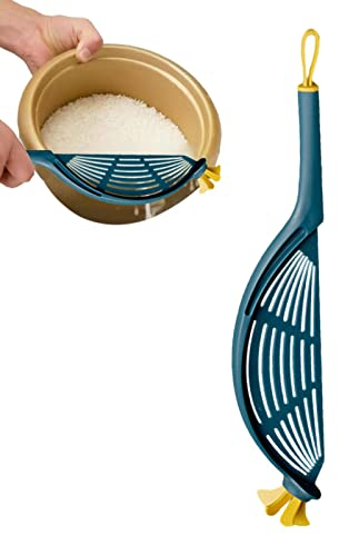 Clip On Strainer, Multifunctional Handheld Clip On Strainer, Stirring Rice Washer, Detachable Head, Household Rice Sieve Filter Kitchen Gadgets for Pasta Noodle Veggie Pewell