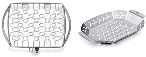 Weber Grillkorb 21.1 x 17.5 cm, Fisch- und Gemüsehalter & Medium Original Grill Basket, Edelstahl, Rechteckig, Silber