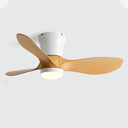 Moddeny Ventilatore da soffitto da 32 pollici con luci e telecomando Ventilatori da soffitto a filo in finto legno Ventilatore da soffitto moderno piccolo con luce per camera da letto e soggiorno