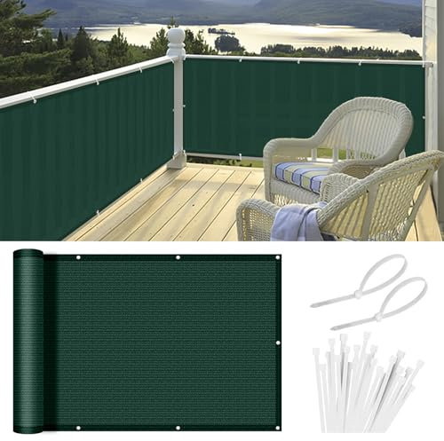 HENG FENG Balkon Sichtschutz 0.8x5m，HDPE Balkonverkleidung wetterfest, UV-Schutz, Atmungsaktiv,mit Kabelbinder,Grün