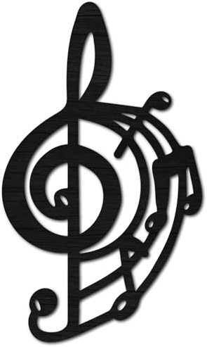 CREATCABIN Nota Musicale Nera Decorazione Artistica Da Parete Cartello In Legno Taglio Laser Tiglio Silhouette Scultura Decorativa Da Appendere Incompiuta per Regalo Pittura Artigianato Fai Da 28x18cm
