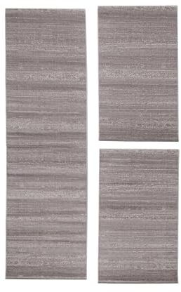 Carpetsale24 Bettumrandung Schlafzimmer 3 teilig Kurzflor Teppich Beige Bettvorleger Schlafzimmer Bettset: 2 St. 80x150 cm | 1 St. 80x300 cm - Flauschiger Teppich Läuferset Weich Moderne Design