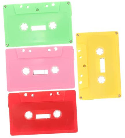 MUCKLILY 4 Stück Wanddekoration aus Klebeband DIY-Tonband Leere Kassetten zum Selbermachen Vintage- Magnetband Kassette zum Selbermachen Wandkassettenornament altmodisch schmücken