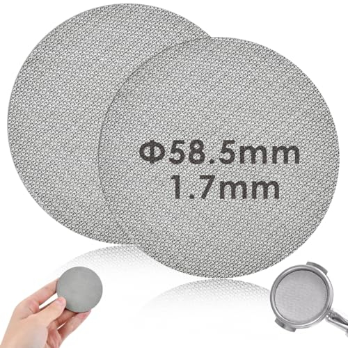 2 Pzs Pantalla De Disco De Café 58 mm, OctBird Espresso Puck Screen Noxidable Reutilizable 1,7 mm de grosor 150 μm,Pantalla de Filtro Espresso de Acero para Filtración de Agua Filtración por Tamiz