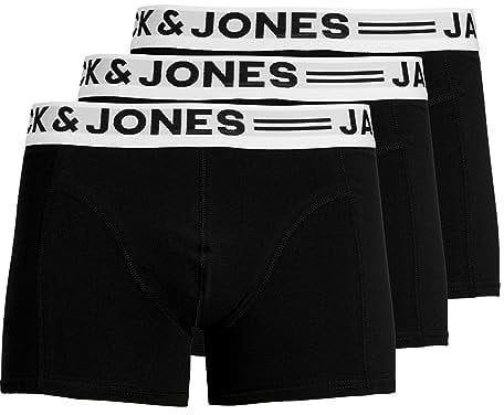 JACK & JONES Herren Unterhosen Shorts Boxershorts Trunks 3er Pack, Farbe:Schwarz, Wäschegröße:XL, Artikel:- Black