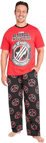 Marvel Deadpool and Wolverine Mens Pyjama Set, Soft Comfortable PJs Loungewear - Gifts for Men (Red Deadpool Wolverine, L)