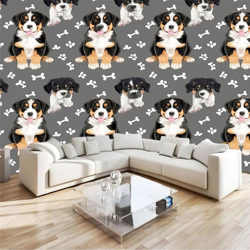 Wall Mural Bernese Mountain Dog Pet Print Photo Wallpaper, Animal Non-Woven Poster Picture Design 400 x 280 cm (WxH) Mural for Home Living Bedroom Children Room Decoration