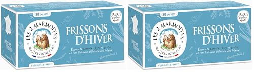 Les 2 Marmottes Infusion Frissons D'Hiver Thym, Cannelle & girofle Sans Arômes Ajoutés, 30 unités (Lot de 2)
