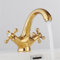 Bathroom Faucet, Vintage Double Handle Swivel Basin Sink Hot Cold Mixing Tap, For Kitchen And Bathroom, Brass Vintage Taps(Gold)