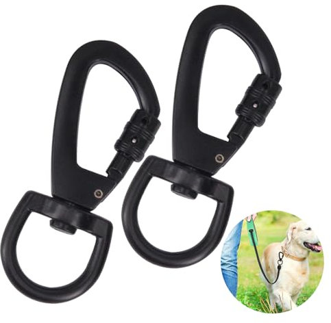 2-Stück Karabinerhaken Mit Drehgelenk,Scherenkarabiner,Drehwirbel Schwarz,Karabinerhaken Hundeleine,Wirbelkarabiner,Sicherheitskarabiner Hund Drehbare,Karabiner für Hundeleine,Bolzenkarabiner Drehbar