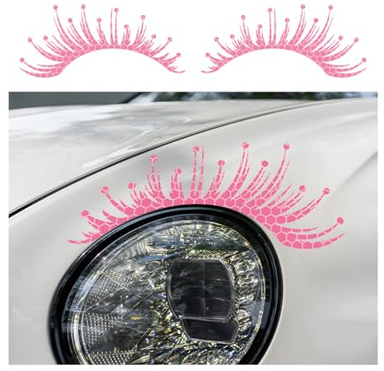 CGEAMDY Auto-Wimpern Für Scheinwerfer-Aufklebers, Autoscheinwerfer Augenbrauen Reflektierende Aufklebers, Universelles Dekoratives Zubehör Für Autos, Elektrofahrzeug, Motorrad, SUV(Rosa)