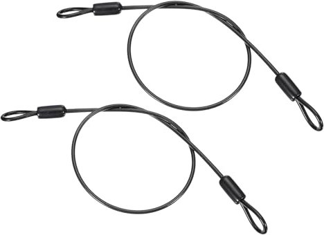 PATIKIL Câble en Acier Inoxydable Gainé de Vinyle de 1/8 Diamètre avec Boucles, 2 Pcs 1,6 Pieds (20) de Longueur, Chaîne de Sécurité Flexible pour Cadenas pour Cadenas de Bagages, Noir