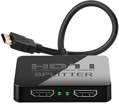 HDMI Splitter 1 in 2 Out 4K mit Audio-Synchronisation, HDMI Hub HDMI Splitter für Dual Monitore Mirror Display Laptop für MacBook PC Desktop, Dual HDMI Adapter für 2 Monitor Displays Multi-Screen