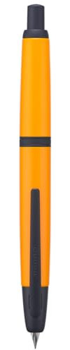 Jinhao 10 Press Fountain Pen with Box, Orange Retractable Extra Fine Nib with Ink Converter Set (Black Clip)