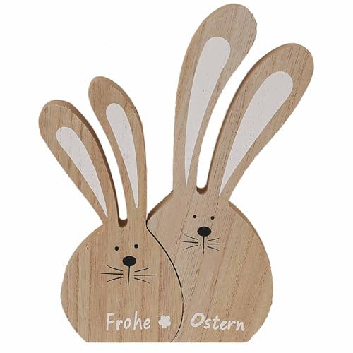 YIEUR 2 Stück Osterhasen Holz Figuren Aufsteller Ostern Hase Deko, 17cm Osterdeko Hasen Osterhasen Holz zum Hinstellen für Draußen Tischdeko Garten Deko (Paar)