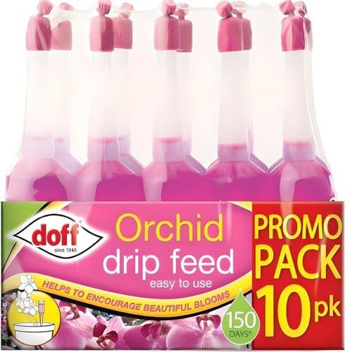 ASA® Doff Orchid Plant Drip Feeders - Ready to Use Drip Feed - Hanging Basket & Tubs - Fertilizer Food Growth Nutrients Bottles - Helps to Encourage Vibrant Colours & Bloom - House Plant Food 10 Pack