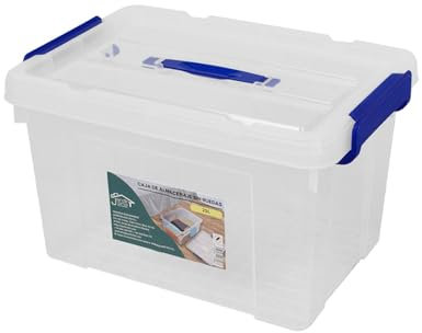 Jardin202 - Cajas de Almacenamiento Transparentes con Tapa Azul | Caja de ordenación | Unidad (25L)