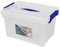 JARDIN202 - Cajas de Almacenamiento Transparentes con Tapa Azul | Caja de ordenación | Unidad (25L)