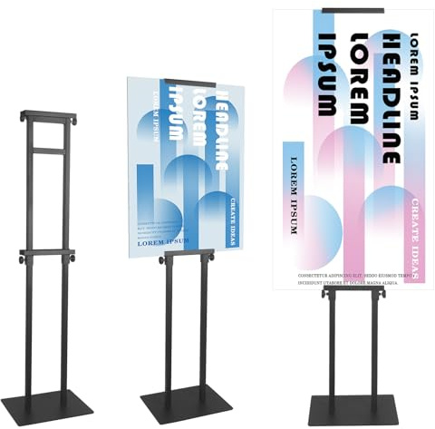 QKA Poster Stand for Display, Double Sided Pedestal Sign Holder , Adjustable Floor Standing Sign Holder Height to 75 inches, Easy to Install, Suitable for Exhibitions,restaurants,theaters
