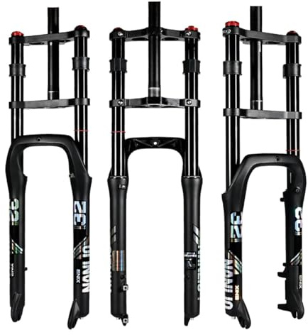 HZXQCVB Forcella Ammortizzata con Sospensioni Air 20/26x4,0'' Escursione 135mm QR 9X135mm Doppia Corona Forcella Anteriore per Biciclette Fat Bike/da Neve/da Spiaggia/elettriche(26IN)