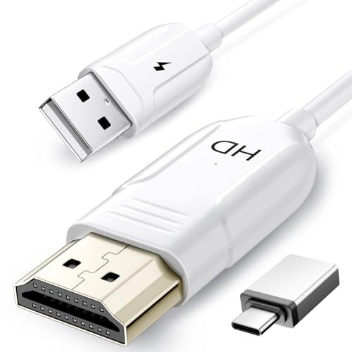 FEINODI Adattatore Wireless HDMI per iPhone, Cavo di Riflessione Wireless per iPhone, i-Pad, Android, Windows su TV/Monitor/Proiettore, Riproduzione di Video/Audio/Files, Supporta Airplay e Miracast