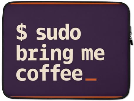 sudo Bring me Coffee Laptop-Hülle – Terminal-Look im Ubuntu-Farbschema für echte Linux-User | Nerdiges Premium-Design für Backend-Entwickler (15 Zoll) – Geschenkidee