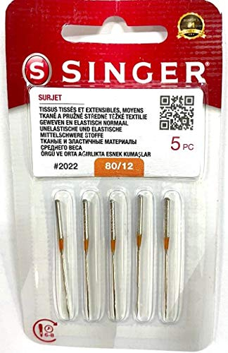 Singer Lot de 5 aiguilles pour machine à coudre Overlock (Ultralock 14SH) 2022, épaisseur 80/11