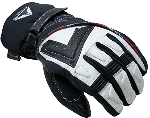 ATTONO Skihandschuhe V01 Ski Snowboard 3 in1 Leder Handschuhe mit Innenhandschuh (M)