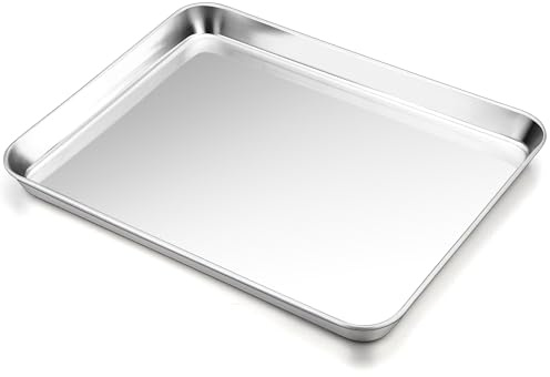 P&P CHEF Baking Sheet Pan, Stainless Steel Cookie Sheet, 16 Inch & 1 Pc | Oven Tray Sheet Pan for Baking & Serving, Baking Tray for Multi Uses, Heavy Duty & Non-toxic, Rust Free & Dishwasher Safe