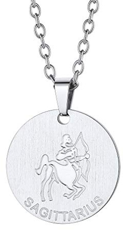 Custom4U Collier Signe Astrologique - Pendentif Médaillon/Plaque Zodiaque Acier Inoxydable (Boîte Cadeau)