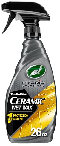 Turtle Wax Hybrid Solutions Ceramic Wet Wax, Spray on Car Wax for 1-Step High Gloss Shine and Ceramic Coating Protection for Paint, Wheels,Glass and More, Extreme Water Beading, 26 oz (Pack of 1)