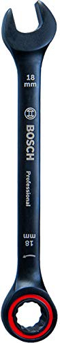 Bosch Professional Llave combinada con función de carraca, Cromo vanadio, Azul, 18 mm