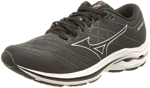 Mizuno Damen Wave Inspire 18 Laufschuh, Schwarz Silber Ebenholz, 41 EU