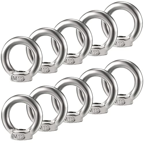 Bolatus 10 Stück Ringmutter M10 Augenmutter 304 Edelstahl Gewinde Ösenmutter Ringmuttern Augenmuttern Hardware Ringösen zum Heben von Zubehör Augenmutter