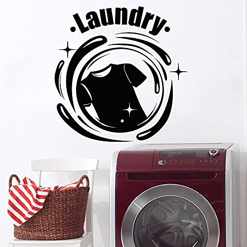 NSRJDSYT Buanderie Signe Stickers muraux vêtements Motif décor Service de Nettoyage à Sec vitrine de Magasin Vinyle étanche Stickers muraux 58x57cm