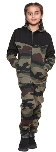 GW CLASSY OUTFIT Boys Kids Tracksuits Tracksuit Set Hoodies Army Panel Tracksuit Hoodie with Jogger Sports Activewear Set Girls Boys Children Age 5-13 Years (Army Panel Zipper Suit, 5-6 Years)