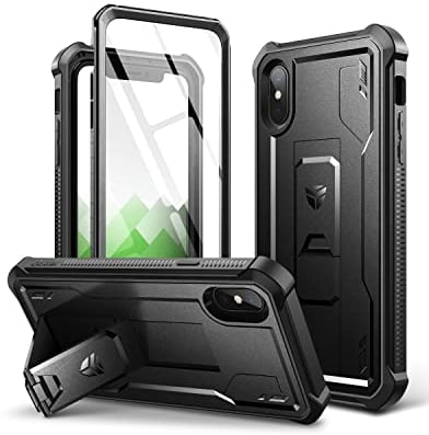 Dexnor Case for iPhone XS MAX 360 Full Body Heavy Duty Rugged Shockproof Military Drop Tested Protective Cover Built in Screen Protector and Kickstand for iPhone XS MAX-Black