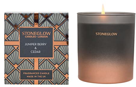 Stoneglow - Collezione stagionale - Bacche di ginepro e cedro - Candela profumata - Bicchiere in scatola