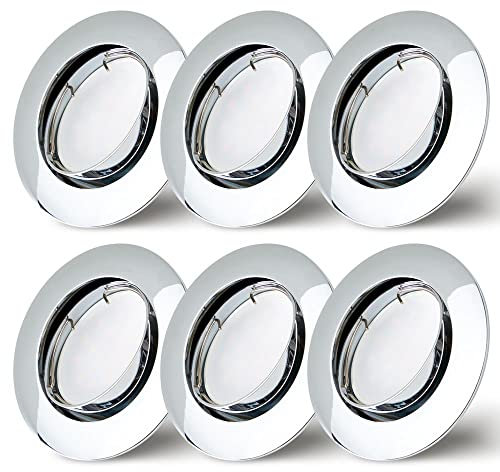 NCC-Licht 6er Set Einbaustrahler Chrom Ø68mm Lochbohrung mit LED Modul 5 Watt 400 Lumen Warmweiß 2700K ultra flach 30mm schwenkbar