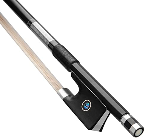 Bogen für Violine 4/4-1/16 Geigenbogen Aus Schwarzem Kohlefaser, Ebenholz, Frosch, Neusilber, Weißes Rosshaar, Geigenbogen (Color : 4-4)