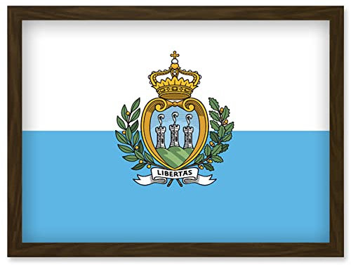 Artery8 San Marino National Flag Patriotic Vexillology World Flags Country Region Poster Artwork Framed Wall Art Print A4